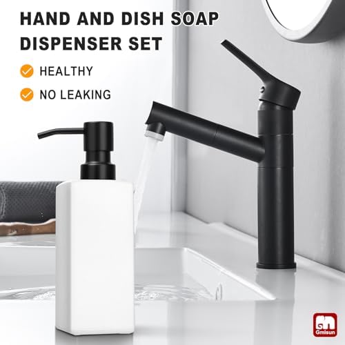 GMISUN White Soap Dispenser Bathroom, Hand Glass Soap Dispenser with Stainless Steel Pump, 12 fl oz/350ml Dish Dispenser for Kitchen, Modern Refillable Liquid Soap and Lotion Dispenser for Countertop - Image 4
