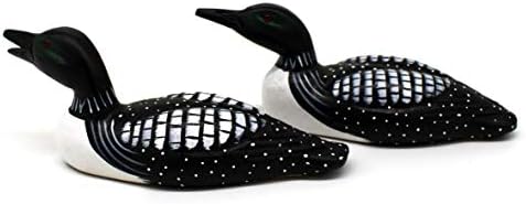 CVHOMEDECO. Primitives Hand Engraving and Painted Wood Loons Rustic Figurine Decorative Accent, Set of 2 - Image 2