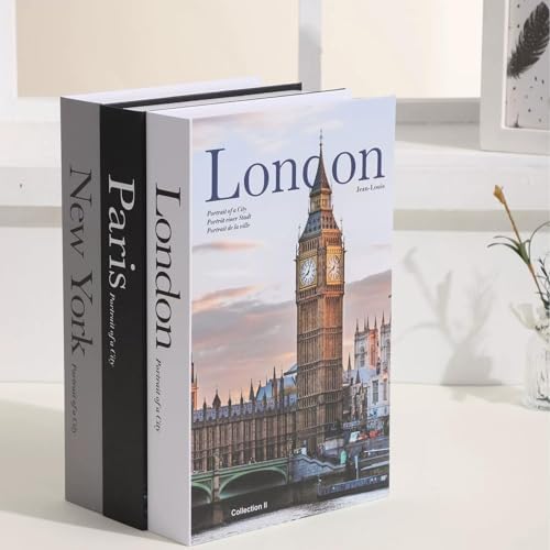 3 PCS Faux Decorative Books for Home Decor-Coffee Table Books Decor-Aesthetic Fake/Faux Books for Decoration,libros Decoration for Coffee Table, Shelf Accessories (3-Paris London New York Shipaitu) by YOYMJBY