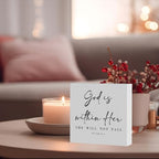 God Is Within Her Bible Verse Artwork Wooden Box Sign Rustic Farmhouse Style Psalm 46:5 Christian Wood Block Plaque 5 X 5 Inches Home Office Desk Sign Decor for Gifts - Image 4