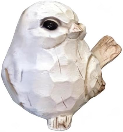 WHITE Bird Table Decor Wood Grain Effect Bird Figurine, Bird Statue Sculpture - Carved Rustic Animal Bird Ornaments - Home Decor Accents Collectible Bird Figurine for Wedding Housewarming Christmas - Image 7