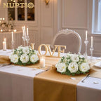 NUPTIO Artificial Flowers Ball Centerpiece: White Fake Kissing Rose, 10 Pcs - Image 3
