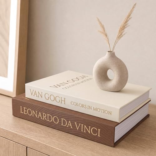 MAOBUYOU Decorative Storage Books Set of 2, Linen Cover, Gold Letters, Beige and Brown - Image 6
