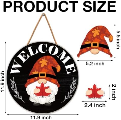 Interchangeable Gnome Welcome Sign Fall Halloween Porch Decor - Image 2