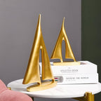 Modern Sculptures Home Decor, Gold Sailboat Decor Ornament, Boat Decorations Statue Decor, Art Sculptures and Statues, Sailboat Gifts Home Office Bathroom Shelf Decor Nautical Decor (2 Pack) - Image 4