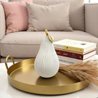 Gray-White Pear Figurine with Gold Leaf, Resin Pear Sculpture for Home Decor, Minimalist Decorative Fruit Statue for Kitchen Counter, Dining Room & Tabletop Display - Image 6
