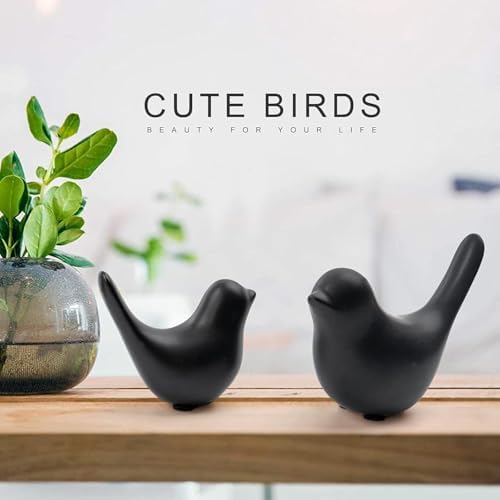 Notakia Small Bird Figurines Black Bird Statues Home Decor for Table Shelf - Image 3
