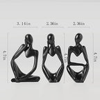 BrownLove 3pcs Decor Blcak Thinker Statue Abstract Art Sculpture，Resin Collectible Figurines for Home Living Room Office Shelf Decoration - Image 3