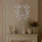 sxnzequnze 2 Set Metal Tree Leaf Wall Art for Home Decor Living Room Bedroom Dining Room Bling Rhinestone, 3D, Iron Branch Hanging Leaf Sculpture Art Pieces -Blue 16.5in*6.7in - Image 4