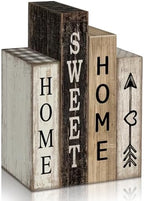 Lineshading 4 Pcs Farmhouse Table Decor Wooden Books Home Sweet Home Sign by Lineshading