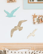 Putuo Decor 3pcs Seagull Wall Decor, Wooden Sea Bird Wall Hanging with Hooks, Ocean Home Decor Indoor Beach Art Decor for Bathroom Beach Room Decor Living Room Lake Decor for Home - Image 5