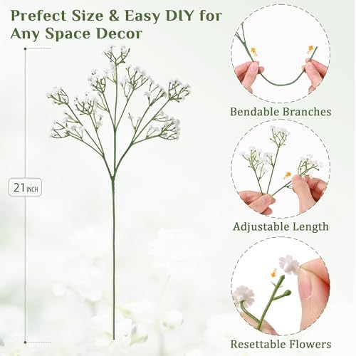 Dolicer 30 Pcs Babys Breath Artificial Flowers White Fake Babys Breath - Image 4