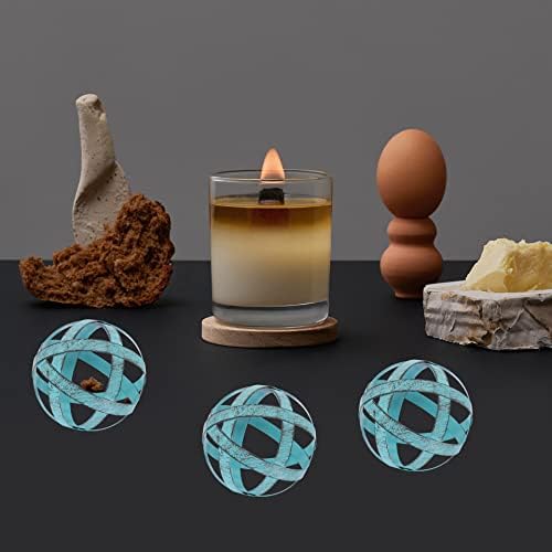 Kesywale 3.3 Inch Decorative Spheres Set of 3, Metal Band Decorative Balls Orbs Metal Spheres Home Decor Accents Dining Table Centerpieces for Living Room Bedroom Kitchen Office Coffee Table (Blue) - Image 4
