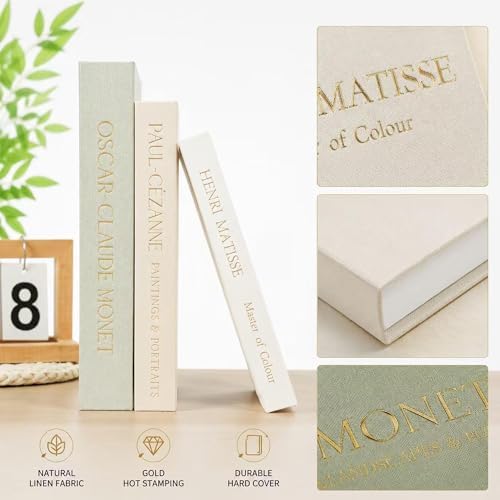 Decorative Books for Home Decor, Set of 3 Linen Fake Books, Sage - Image 2