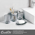 CERBIOR Bathroom Accessories Set, 4 PCS Glass Bathroom Set,Silver Grey - Image 6