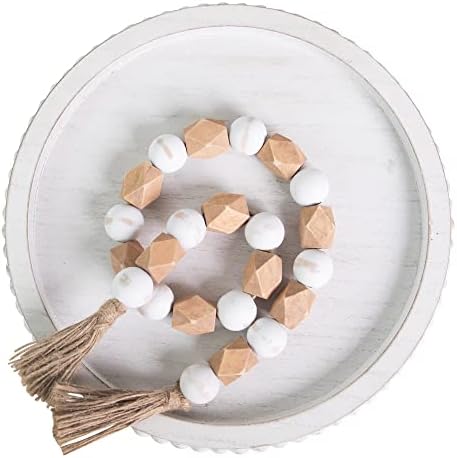 HPC Decor 12in Round Wood Tray - White, Distressed, Farmhouse Rustic - Decorative Tray for Living Room, Coffee Table, Kitchen Table or Farmhouse Serving Tray - Image 5