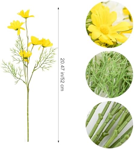 Artificial Daisy Flowers 12Pcs Artificial Flowers Silk Daisies with Stems Real Look for Home Wedding Garden Vase Decor (White+Yellow) - Image 2