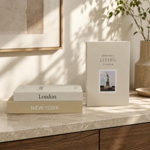 3 PCS Faux Decorative Books for Home Decor-Coffee Table Books Decor-Aesthetic Fake/Faux Books (NEW YORK London Living) by YOYMJBY