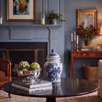 Creative Co-Op Decorative Ceramic Ginger Jar with Domed Lid, Blue & White - Image 7