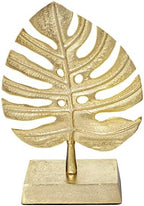 MyGift Brass Tone Metal Palm Leaf Modern Art Sculpture Decor, Monstera Plant Statue - Handcrafted in India by MyGiftHome