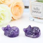 QINJIEJIE Amethyst Cat Decors Natural Healing Crystal Stone Figurine Statue - Image 3