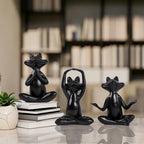 Suoedd Black Frog Yoga Figurines 3 Pcs,Modern Decor for Shelf,Desk,Office - Image 4