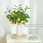 Heleze 6 Pcs Artificial Lemons Tree Branches - Faux Greenery Stems Realistic Lemon Branch with Lifelike Leaves Fake Lemon Plant for Home, Dining Table, Kitchen Decor 18 Inch - Image 6