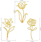 Oubasa 3 Pieces Metal Flowers Wall Arts Decor, Rustic Farmhouse Metal Wall Ornament Art Gold Minimalist Floral Decor for Bathroom Kitchen Bedroom Living Room, 6x10 Inches - Housewarming Gifts - Image 2