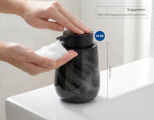 Modern Glass Marble Foam Hand Soap Dispenser,Black Soap Dispenser - Image 3