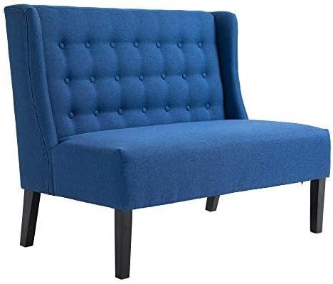 HOMCOM Wingback Double Sofa Linen Fabric Upholstery Button Tufted Loveseat by HOMCOM