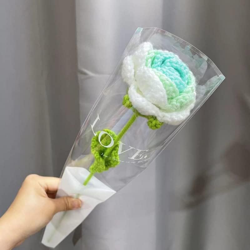 JOONOR 10 Pcs Hand-Woven Roses, Crochet Rose Flower Bouquet, Multicolor - Image 4