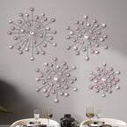 Blulu 4 Pcs Pink Wall Decor, Bling Crystal Starburst Metal Wall Art by Blulu