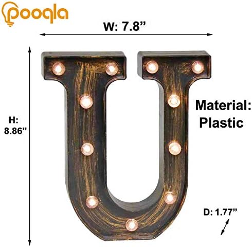 Pooqla Vintage Light Up Marquee Letters with Lights – Illuminated Industrial Style Lighted Alphabet Letter Signs - Coffee Bar Apartment Bedroom Wall Home Initials Decor A-Z - Image 4