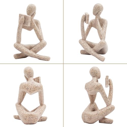 Jinkoozz Gold Reading Women Statue, Thinker Sculptures, Abstract Art Ornament, Modern Aesthetic Figurine Decoration, Suitable for Home Living Room Bedroom Office Shelf Table Desk Bookshelf Decor - Image 4