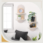 Wenqik 2 Pcs Boho Wall Shelf Rainbow Arch Wooden Floating Shelf, White - Image 2