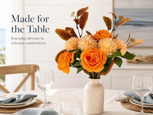 Artificial Flower Bouquet with Vase，Fake Flowers Peony Mums Eucalyptus - Image 4