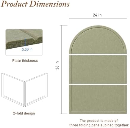 Large Arched Felt Bulletin Board, Sized 36" x 24" for Office & Wall Decor – 6 Customizable Adhesive Tiles with Pins are Perfect to Display Your Photos (Sage Green-B) - Image 2