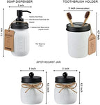 SheeChung Mason Jar Bathroom Accessories Set,6Pcs Rustic Bathroom Set,White - Image 5