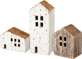 Primitives by Kathy Set of 3 Rustic Wooden House Figurines by PrimitivesbyKathy