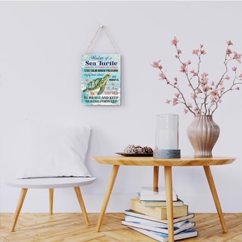 Sea Turtle Decor Inspirational Turtle Decor Plaque Signs Gifts for Turtle Lovers Gift Ideas for Friends Office Bedroom Living Room Home Beach House Nursery Wall Art Decor Wooden Hanging Sign 8x10 Inch - Image 2