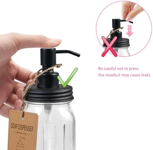 SheeChung 2 Piece Mason Jar Soap Dispenser and Toothbrush Holder Set, Black - Image 3