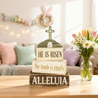 Easter Decorations - He Is Risen Tomb Cross Tiered Tray Decor - Religious Easter Wooden Tabletop Sign - Faith Farmhouse Easter Home Decor Indoor - Spring Home Decor for Living Room, Kitchen Counter, Seasonal Farmhouse Display - Image 6