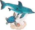 Ocean Life Figurine Dolphin Family with Sea Turtle 7 Inches High Coral Reef Decor Coastal Sea Life Nautical Room Accents - Image 7