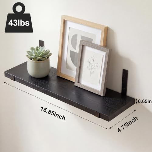 Fixwal Floating Shelves for Wall, Wood, Set of 5, Width 4.75 Inches, Black - Image 3