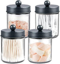 Amolliar Glass Apothecary Jar Qtip Holder Metal Lids 4pc/Grey by Amolliar