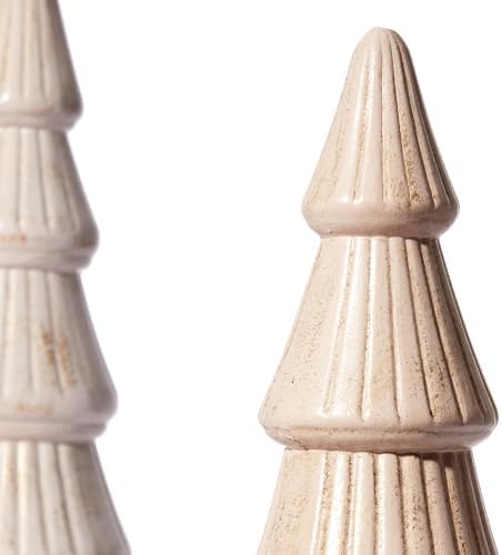 WONDROUS' DECO Wooden Christmas Tree Figurine, Tabletop Pink and Gold - Image 6