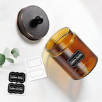 Amolliar Amber Glass Apothecary Jars Qtip Holder w/Metal Lids,ORB 2pc - Image 4