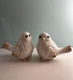 KiaoTime Farmhouse Bird Decor Resin Bird Figurines - Set of 2, Vintage & Modern Bird Decor Statue for Home Decor Accents, Cottage Bird Ornaments Decoration New White Carved Rustic Bird Figurine - Image 5