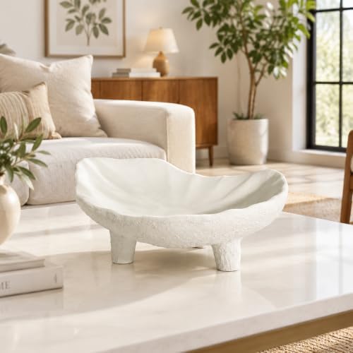 Braxio Decorative Bowl Organic Home Decor - Resin Key Tray for Entryway Table Modern Fruit Bowl for Kitchen Counter Centerpiece Catch All Bowls 10.5 x 9.3 x 4.7 Inch - Image 2