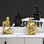 Gold Reading Women Statue, Thinker Sculptures, Abstract Art Ornament, Modern Aesthetic Figurine Decoration, Suitable for Home Living Room Bedroom Office Shelf Table Desk Bookshelf Decor (Gold Left) - Image 6